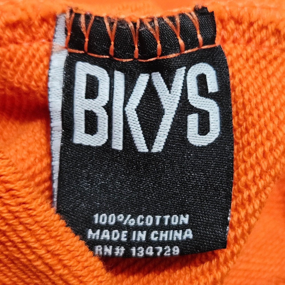 BKYS Sweatshirt 2XL Orange Embroidered Teddy Bear Rose Striped Trim Crewneck - Picture 3 of 9